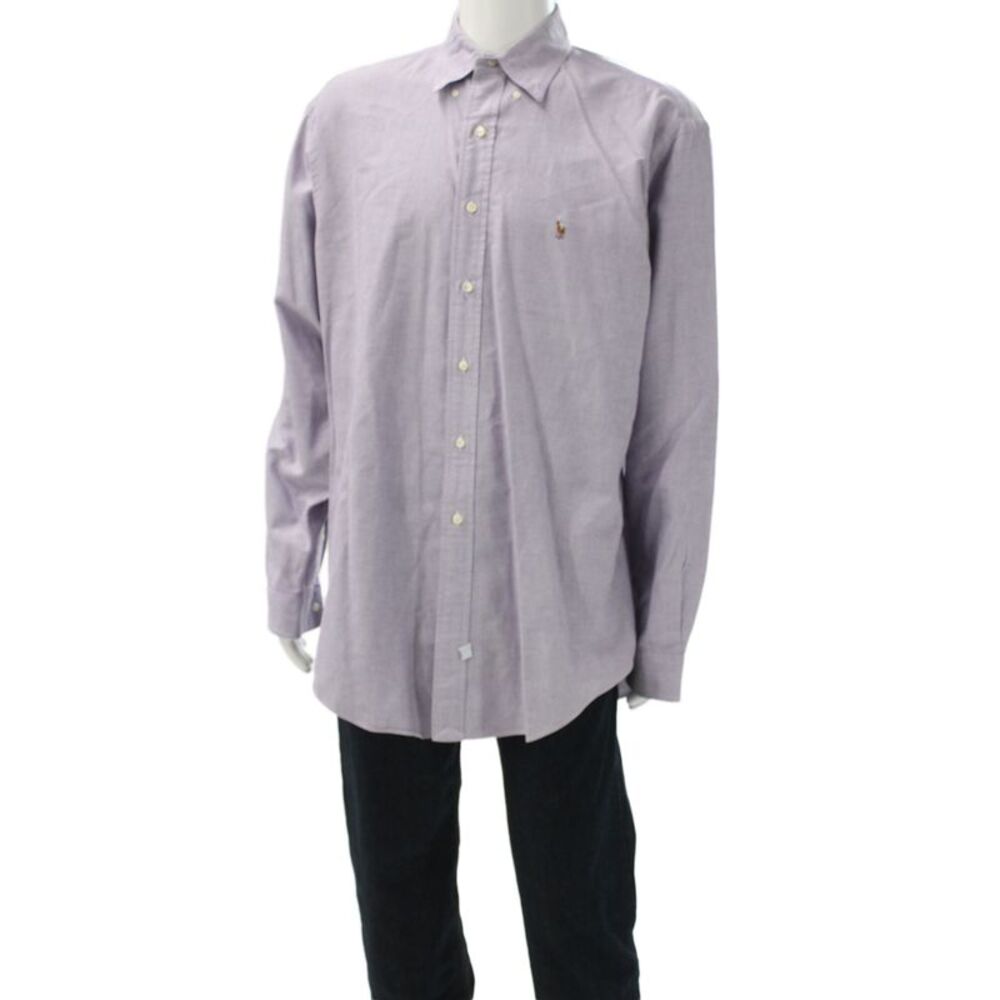 Ralph Lauren Blue Label Mens Button Up Shirt Purple Long Sleeve Size M